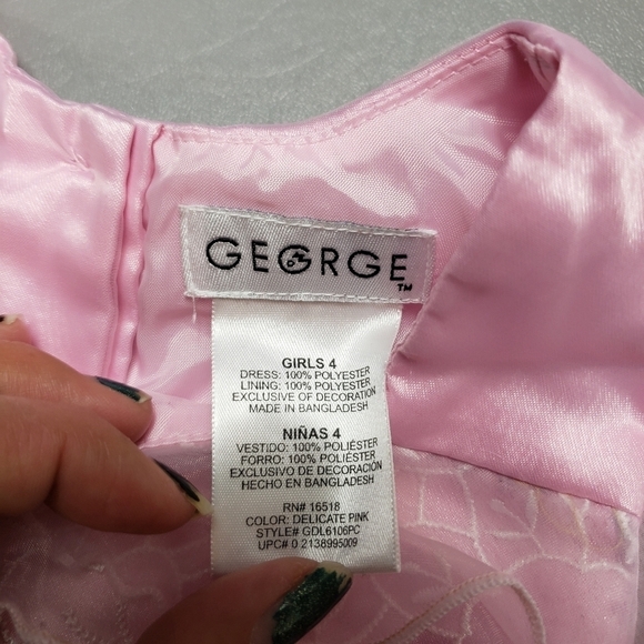 Girls George pink flower lace dress size 4 - Picture 8 of 8